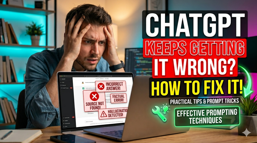 ChatGPT keeps giving wrong answers

ChatGPT wrong answers fix

Stop ChatGPT hallucinations

 AI hallucination solution

Why does ChatGPT lie

ChatGPT's inaccurate responses

Why does ChatGPT give incorrect information even when I correct it?

How to stop ChatGPT from making things up (hallucinations).

ChatGPT gives me fake citations and references.

Is ChatGPT getting worse at providing correct answers?

Best prompt engineering to reduce ChatGPT errors.

prompt engineering

adversarial prompting