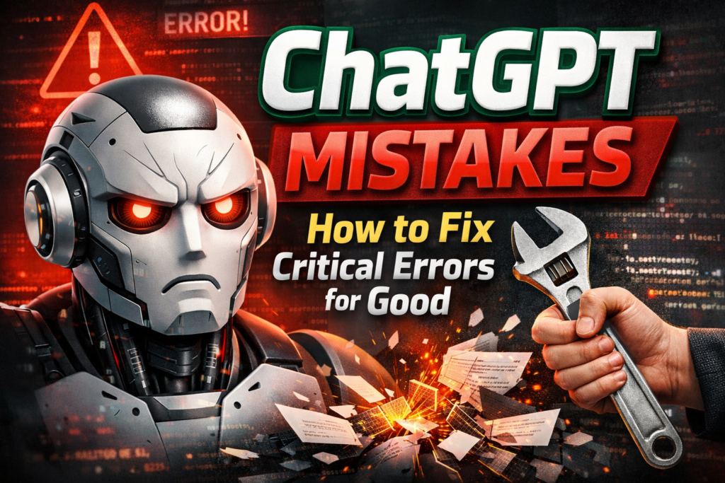 ChatGPT mistakes

prompt engineering

AI output errors

ChatGPT hallucinations

 AI troubleshooting

 GPT-4 tips

Common ChatGPT mistakes
How to fix ChatGPT errors
ChatGPT prompt mistakes
avoid AI output errors
Why does ChatGPT ignore my instructions
How to stop ChatGPT from making up fake facts
best prompting method to reduce ChatGPT mistakes
ChatGPT hallucinations fix for students