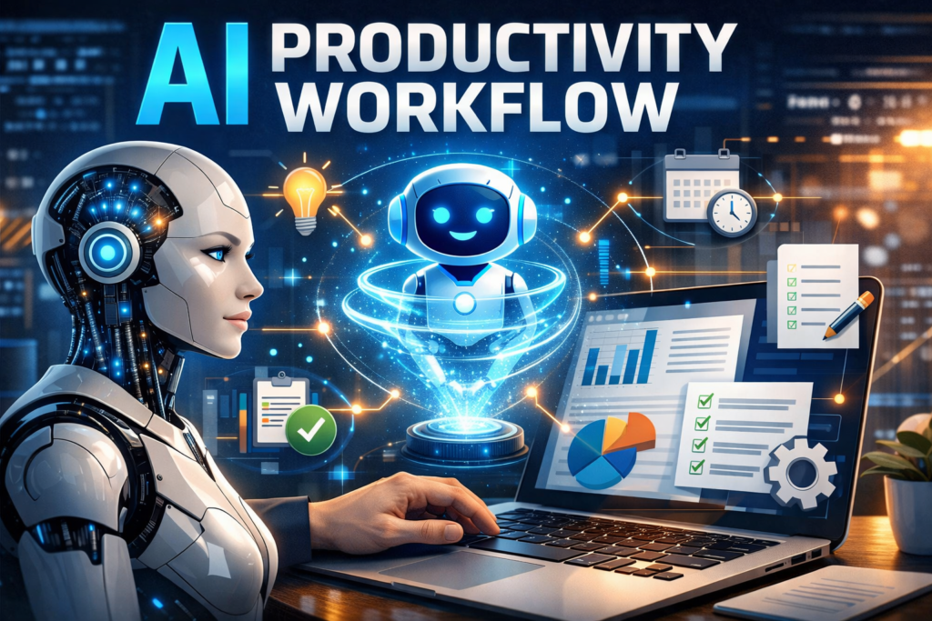 AI productivity workflow
task automation
AI tools
workflow optimization
productivity systems
reduce manual work
automate repetitive tasks
AI assistants
knowledge management
deep work
AI task automation
productivity workflow tools
How to build an AI productivity workflow from scratch
best AI tools for automating repetitive work tasks
common mistakes when setting up AI workflows